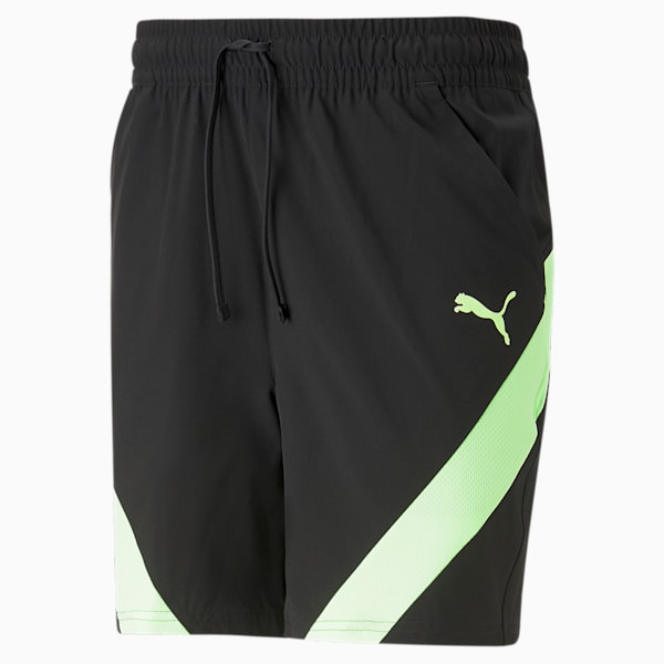 PUMA FIT 7" Stretch Woven Men's Training Shorts, PUMA Black-Fizzy Lime, extralarge-IND